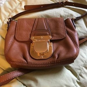 Michael Kors Charlton Small Crossbody Bag Leather Gold Buckle Lock Flap